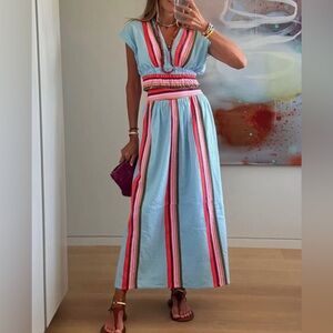Striped blue skirt set